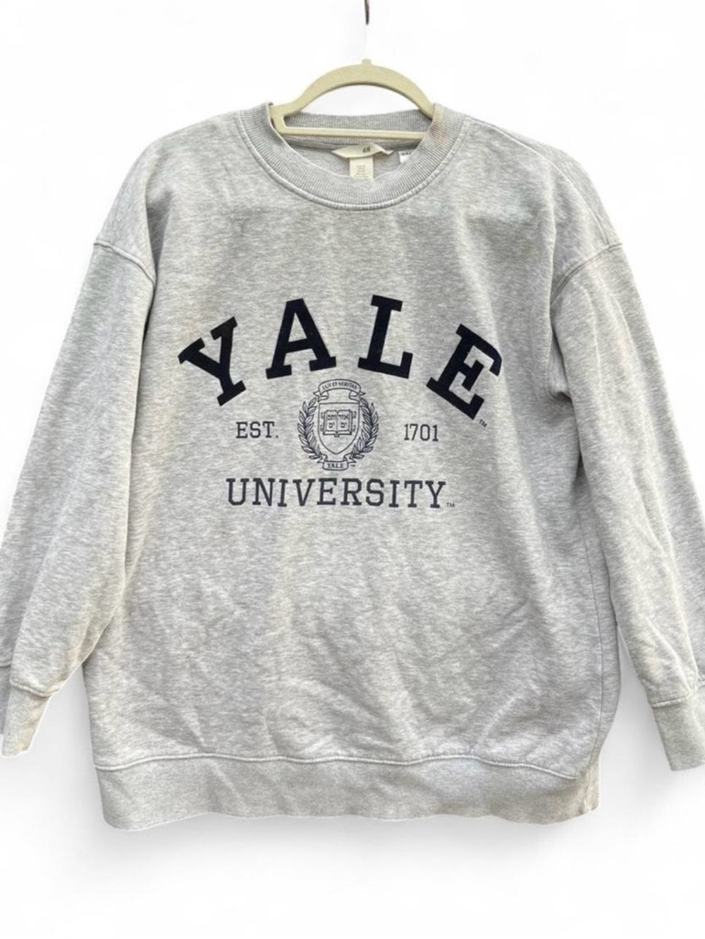H&M Gray Yale University Crewneck Sweatshirt with Navy Print
